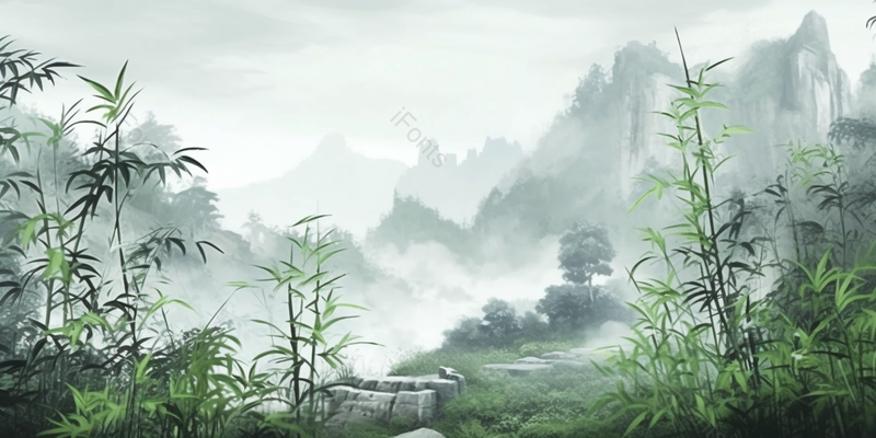 水墨中国画山道上的竹子,插画/手绘图,插画/手绘图库,插画/手绘图下载,插画/手绘